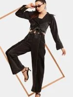 Black Notch Reworked Cropped Denim Jacket - Image 7