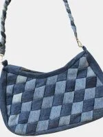 Interlocking Denim Patchwork Hobo Bag - Image 5