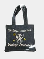 Vintage Graphic Denim Tote Bag – Nostalgic Print Design