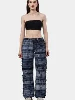 Reworked Denim Belt Patchwork Pants - Image 12