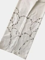 Reworked Floral Embroidered White Denim Pants – Upcycled Vintage Statement Piece - Image 9