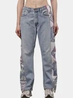 Reworked Vintage Levi’s Denim Pants with Tapestry Side Panels – House Pattern Design - Image 6