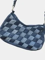 Interlocking Denim Patchwork Hobo Bag - Image 4