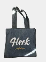 Vintage Graphic Denim Tote Bag – Nostalgic Print Design - Image 2