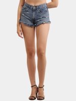Distressed Hem Blue Denim Shorts - Image 7