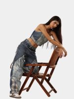 Bleached Denim Co-Ord Set with Silver Foil Detailing - Image 5