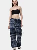 Reworked Denim Belt Patchwork Pants - Image 11