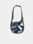 Denim Patchwork Tote Bag with White Stitch