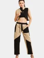 Geometric Colour Block Denim Co-Ord Set