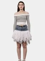 Reworked Levi’s Denim & Mesh Layered Skirt - Image 12