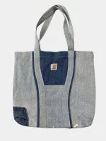 Two-Tone Denim Tote Bag with Carhartt Logo Patch