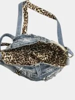 Miss Me Denim Shoulder Bag with Leopard Strap - Image 3