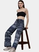 Reworked Denim Belt Patchwork Pants - Image 5