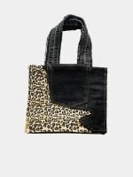 Black & Cheetah Print Upcycled Fabric Tote Bag