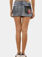 Reworked Vintage Denim Embroidered Mini Skirt - Image 2