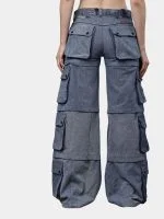 Reworked Denim Multi-Pocket Cargo Pants - Image 2