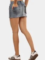 Reworked Vintage Denim Embroidered Mini Skirt - Image 13