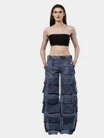 Reworked Denim Multi-Pocket Cargo Pants - Image 10