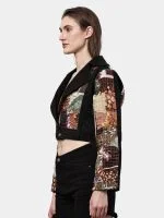 Reworked Satin Handkerchief Patchwork Denim Jacket - Image 10