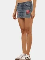 Reworked Vintage Denim Embroidered Mini Skirt - Image 10