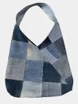 Reworked Patchwork Denim Shoulder Bag – Mixed Blue Panels