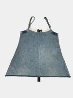 Denim & White Net Rework Dress with Front Zipper - Image 17
