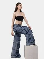 Reworked Denim Multi-Pocket Cargo Pants - Image 4