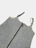 Denim & White Net Rework Dress with Front Zipper - Image 14