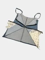 Denim & White Net Rework Dress with Front Zipper - Image 13