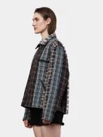Reworked Patchwork Checker Shirt Jacket - Image 11