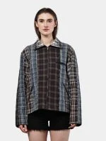 Reworked Patchwork Checker Shirt Jacket - Image 10