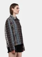 Reworked Patchwork Checker Shirt Jacket - Image 9