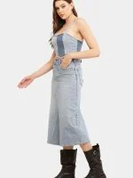 Vintage Denim Panel Midi Skirt - Image 7