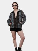 Reworked Patchwork Checker Shirt Jacket - Image 7