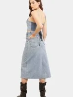 Vintage Denim Panel Midi Skirt - Image 2