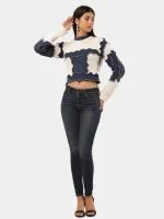 Denim Patch Knit Top - Image 10