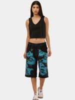 Blue Face Print Reworked Vintage Denim Jorts - Image 5