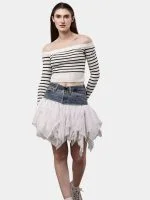 Reworked Levi’s Denim & Mesh Layered Skirt - Image 10