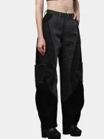 Duo Tone Black Pants with Side & Back Pocket Details - Image 8
