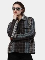 Reworked Patchwork Checker Shirt Jacket - Image 3