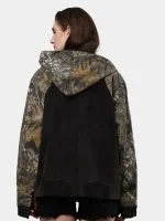 Reworked Realtree Camo & Black Denim Hooded Jacket - Image 2