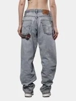 Reworked Denim Pants with Sashiko Threadwork & Patch Embroidery - Image 2