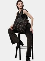 Two-Tone Reworked Denim Co-Ord Set – Patchwork Pants & Sleeveless Mini Jacket Top - Image 4