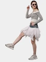 Reworked Levi’s Denim & Mesh Layered Skirt - Image 9