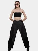 Duo Tone Black Pants with Side & Back Pocket Details - Image 9