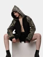 Reworked Realtree Camo & Black Denim Hooded Jacket - Image 4