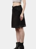 Reworked Black Pants Skirt with Dual Side Zippers - Image 3