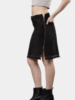 Reworked Black Pants Skirt with Dual Side Zippers - Image 6