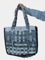 Weave Belt Upcycled Denim Bag - Image 3