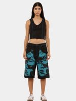 Blue Face Print Reworked Vintage Denim Jorts